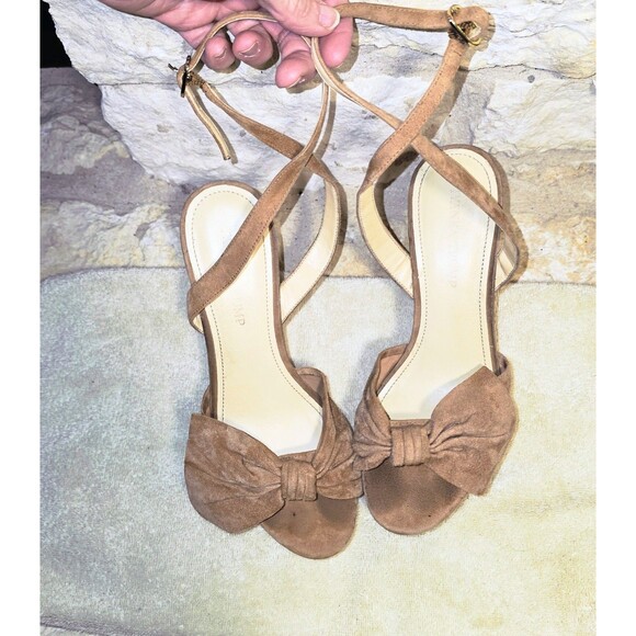 IVANKA TRUMP Womens Tan Suede Platform Cork  Wedge Heels Wrap Ankle Sz 8.5 - Picture 1 of 7